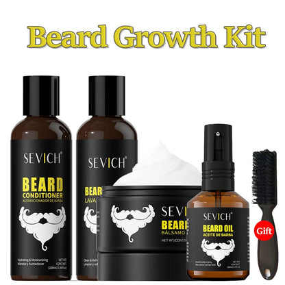 Beard Growth Kit Beard Growth Essence Oil Nourishing Beard Conditioning For Men Wash Care Set Beard Styling Massage Strengthen