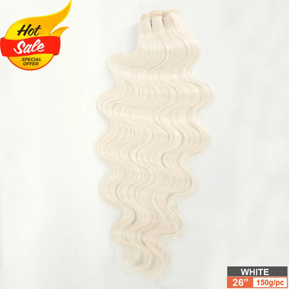 Magicae Blond 27/613 White60# 30Inches 200g High Temperature Synthetic Hair Extension Long Body Wave Hair Weave Bundle Highlight