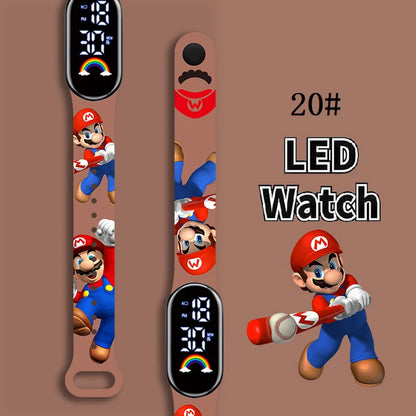 Mario Bros Children's Watches Action Figures Luigi Princess Peach Yoshi Bowser kids Sport Wristband Waterproof Digital Watch