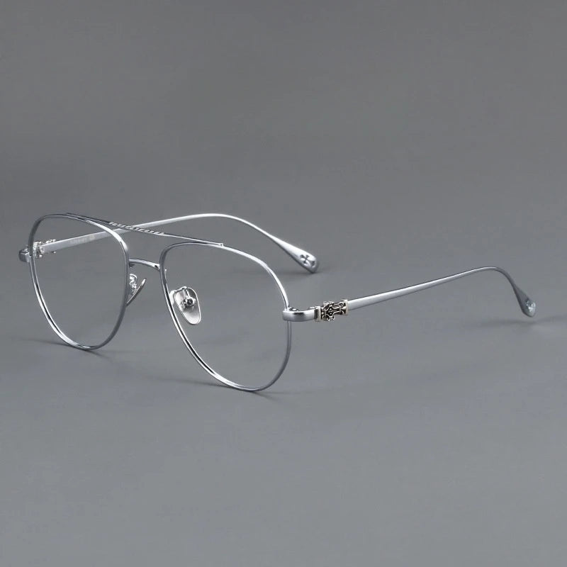 FIRADA Fashion Glasses Retro Pure Titanium Aviator Eyewear Comfortable Double Beam Prescription Eyeglasses Frame For Men 5125-C