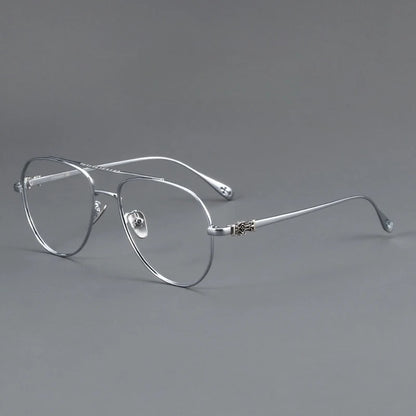 FIRADA Fashion Glasses Retro Pure Titanium Aviator Eyewear Comfortable Double Beam Prescription Eyeglasses Frame For Men 5125-C