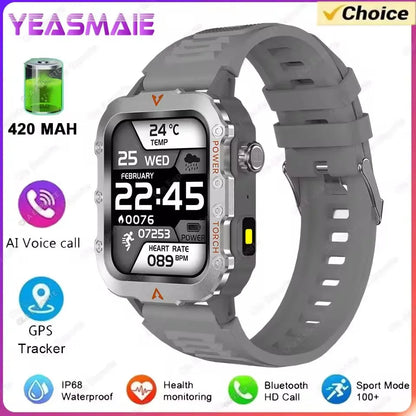 Military Smart Watch Men Waterproof Outdoor Sport Tracker LED Flashlight Bluetooth Call Men Smartwatch Android iOS