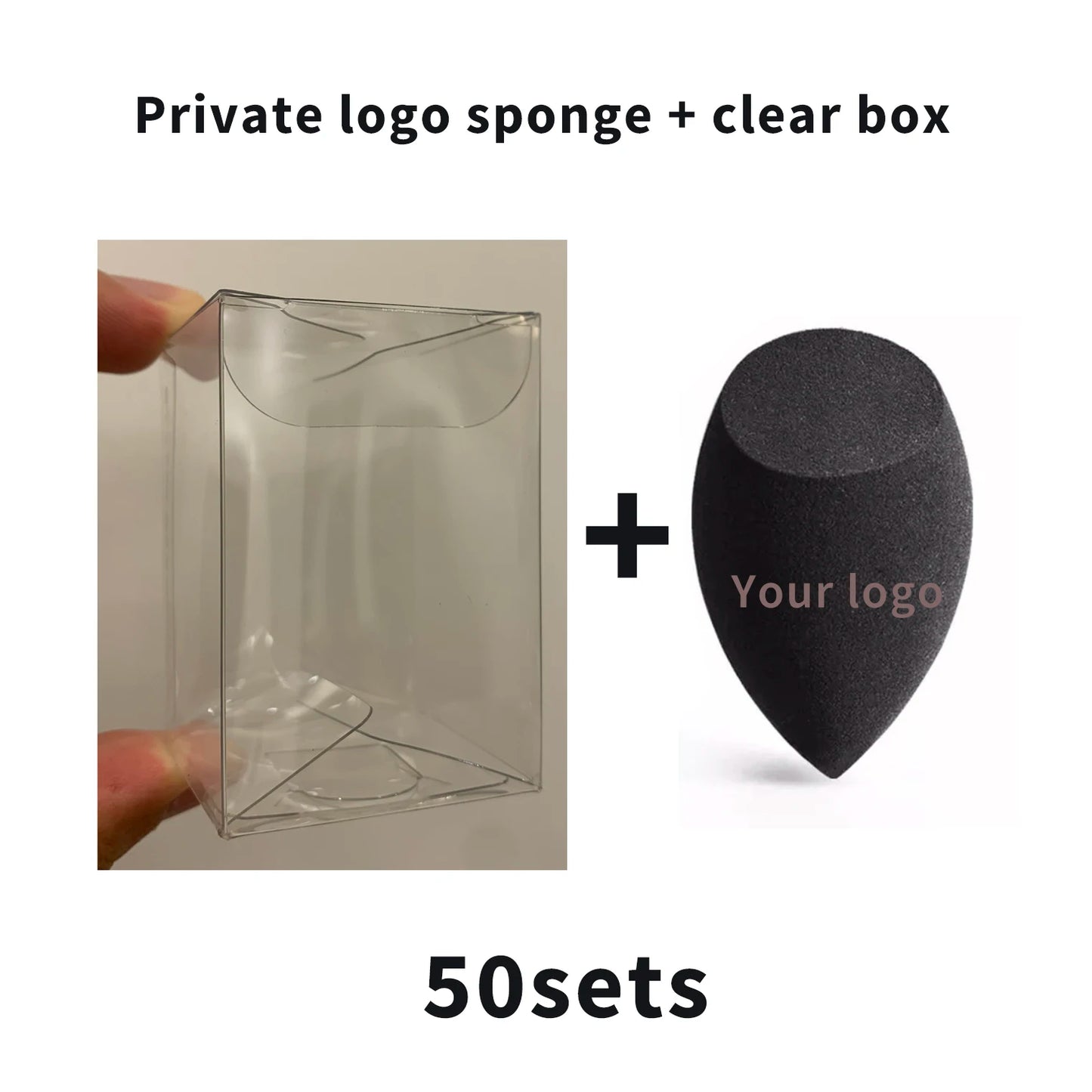 Custom Your Logo Cosmetics Beauty Sponge Latex Free and Vegan Makeup Black Sponge Set  Powder Cream Liquid Application with Box