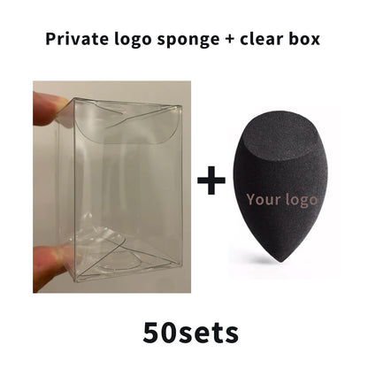 Custom Your Logo Cosmetics Beauty Sponge Latex Free and Vegan Makeup Black Sponge Set  Powder Cream Liquid Application with Box