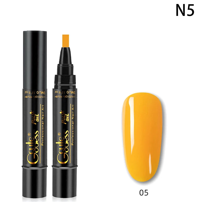 1 Pcs Pure Color Gel Nail Polish Pen For Nails Art Gel Semi Permanent Base Top Coat UV Gel Varnish Hybrid Neon Nail Polish