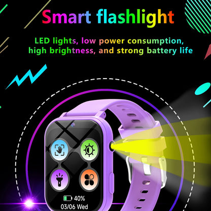 Kids Games Smart Watch 18 Games Camera Waterproof Flashlight Sleep Monitoring For Birthday Holiday Gift Boy Girl Children
