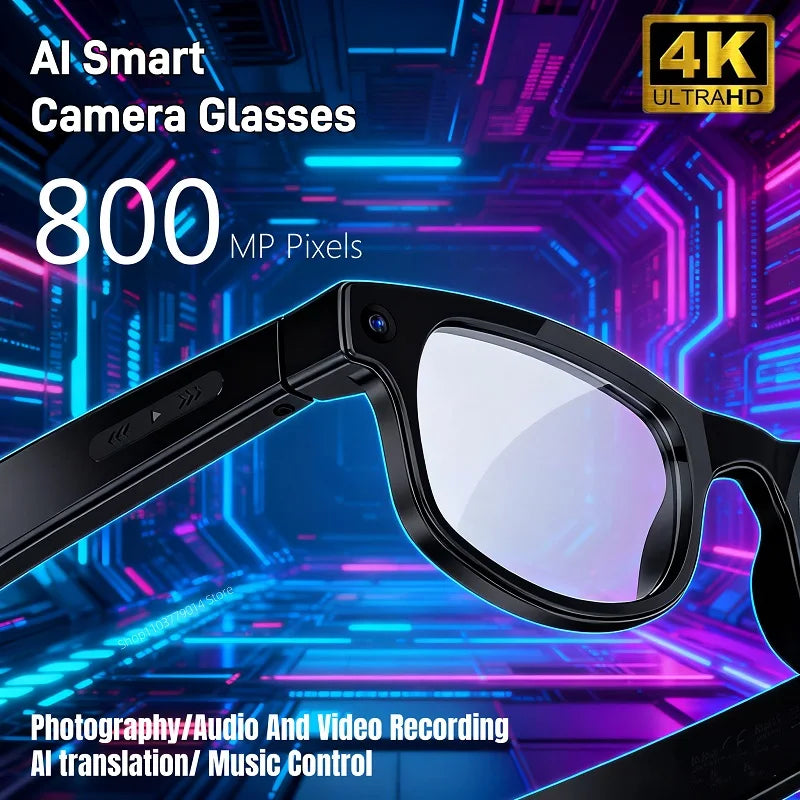 New AI Smart Glasses 800W Pixel Camera 1200P Video Recording AI Translation Music Control Intelligent Wearable Device 2025 Hot