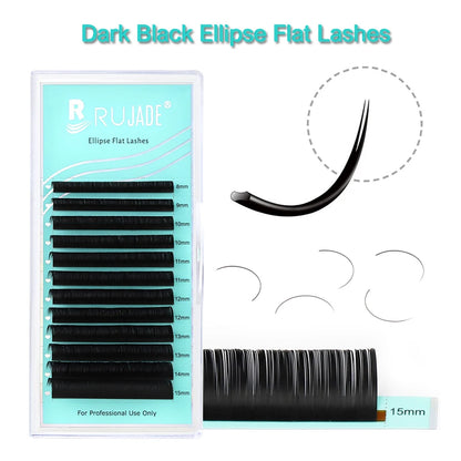 RUJADE Flat Ellipse Eyelash Split Tips Matte Black Super Soft Individual Eyelash 0.15 0.20 Single Classic False Eyelash Supplies