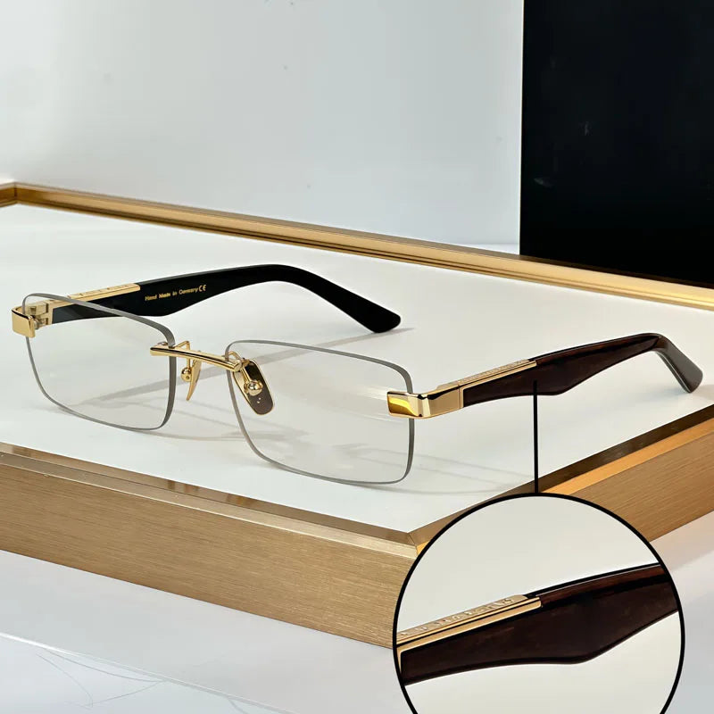 THE ARTIST III Designer Rimless Sunglasses Rectangle Men Alloy Acetate Germany Brand Trendy Classical High Quality Women UV400