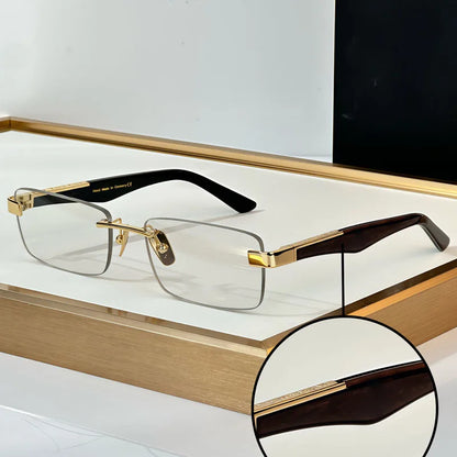 THE ARTIST III Designer Rimless Sunglasses Rectangle Men Alloy Acetate Germany Brand Trendy Classical High Quality Women UV400