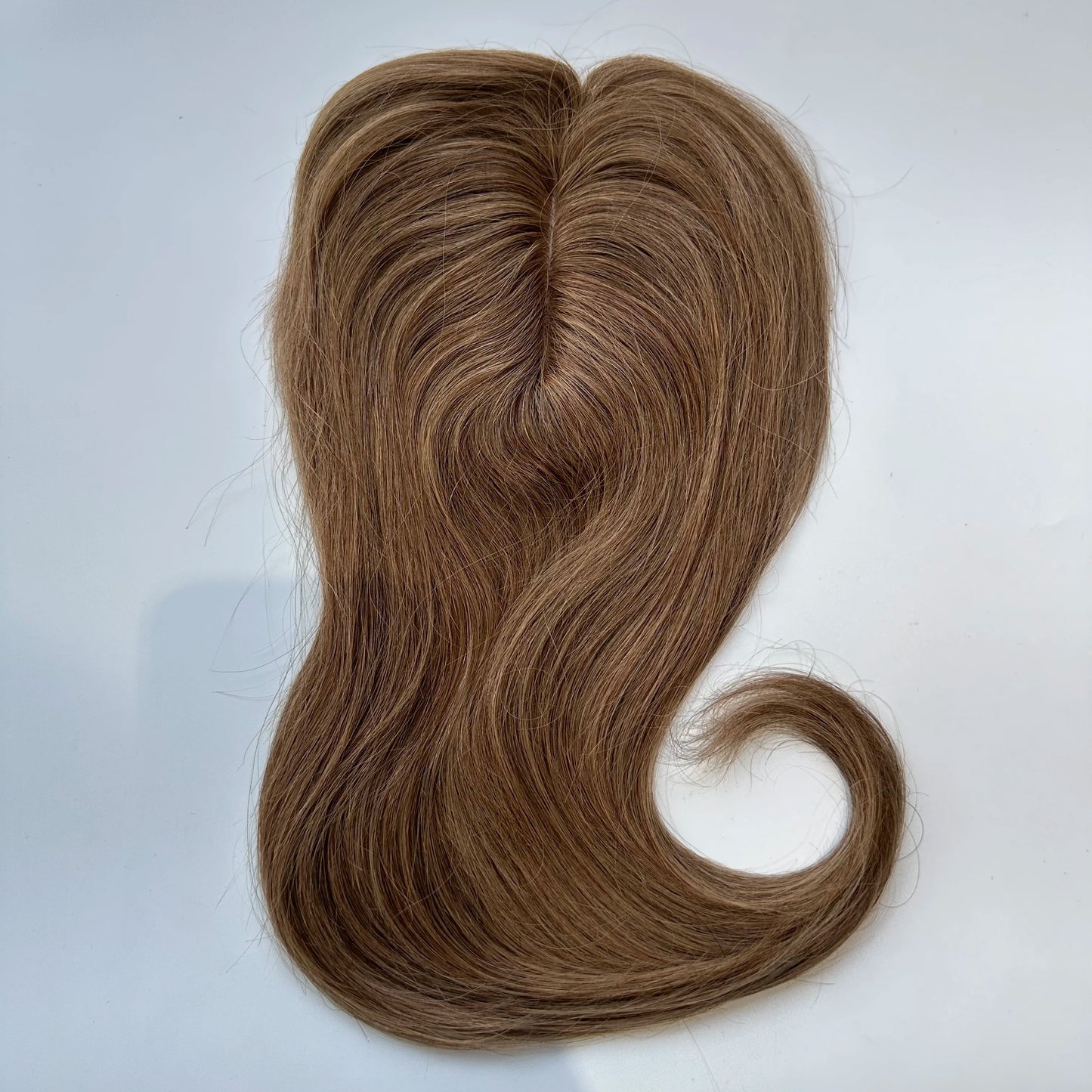 Hair Topper With Bangs Women 100% Human Hair Wigs Clip In Hairpieces Blonde Natural Straight Hair Topper Silk Base 35cm