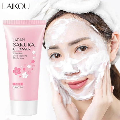 LAIKOU Facial Foaming Cleanser Deeply Cleansing Oil Control Moisturizing Blackhead Removal Skin Care Face Wash Foam Cleanser