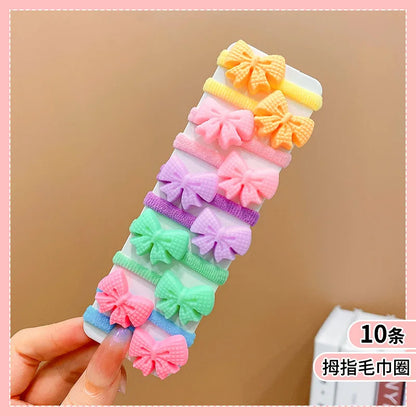 10Pcs/Set Fashion Cute Children's Rubber Band Girl's Hair Ties High Elastic Durable Hair Accessories Do Not Hurt Hair Scrunchie