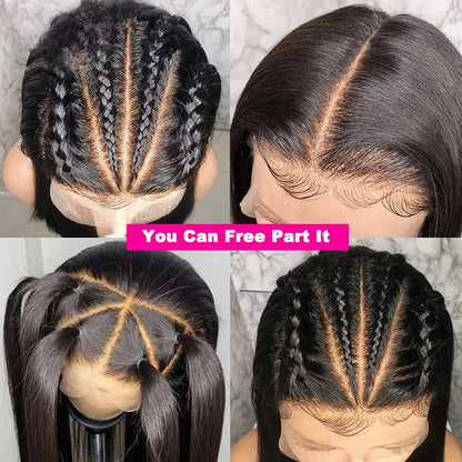 Wear And Go Glueless HD Transparent Wigs Human Hair Lace Frontal Brazilian Straight Ready To Wear 13X4 Lace Frontal Wig 32Inch