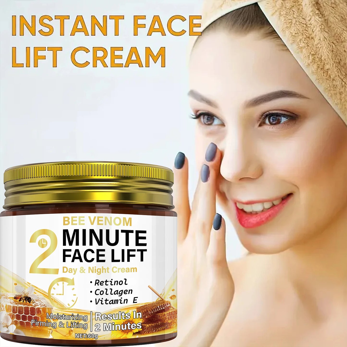 Bee Venom Anti-Aging Day & Night Cream with Retinol & Collagen - Intense Moisturizing & Firming Face Lift Treatment