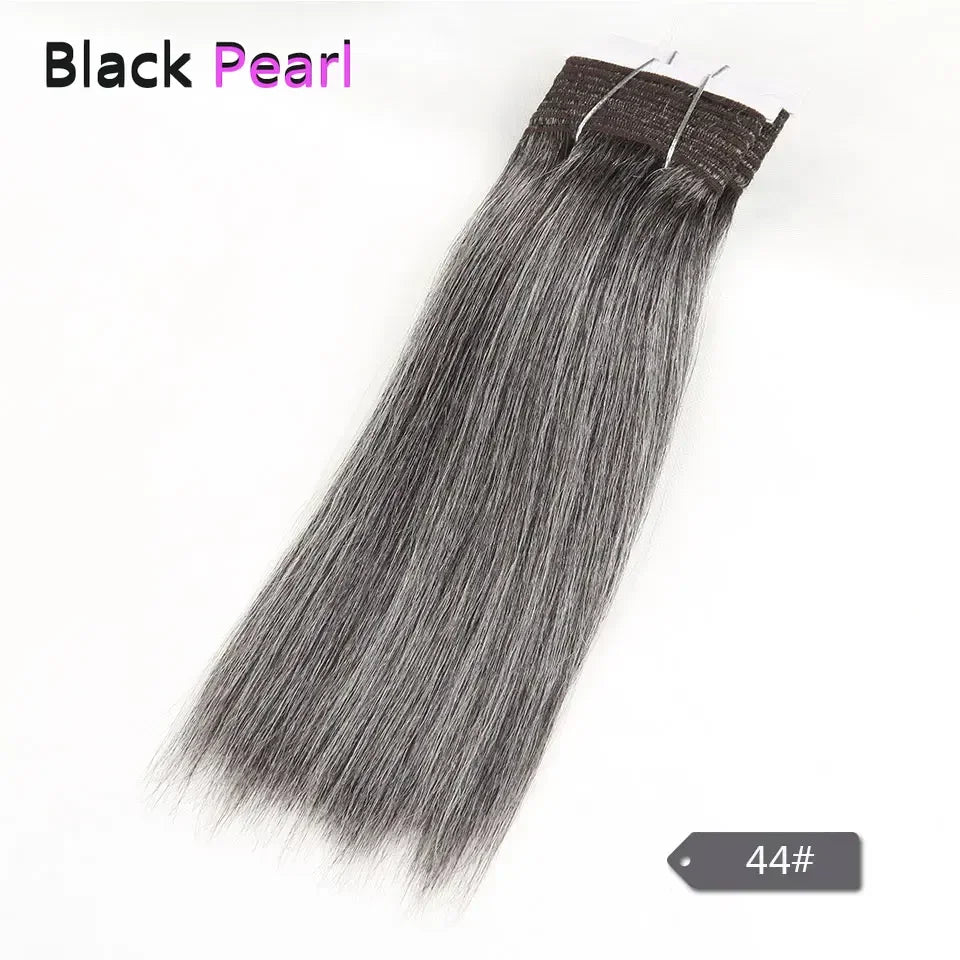 Sleek Yaki Straight Gray Hair Bundles Brazilian Hair Weave Bundles Silver Grey  #44 #34 51# For Black Remy Human Hair Extensions