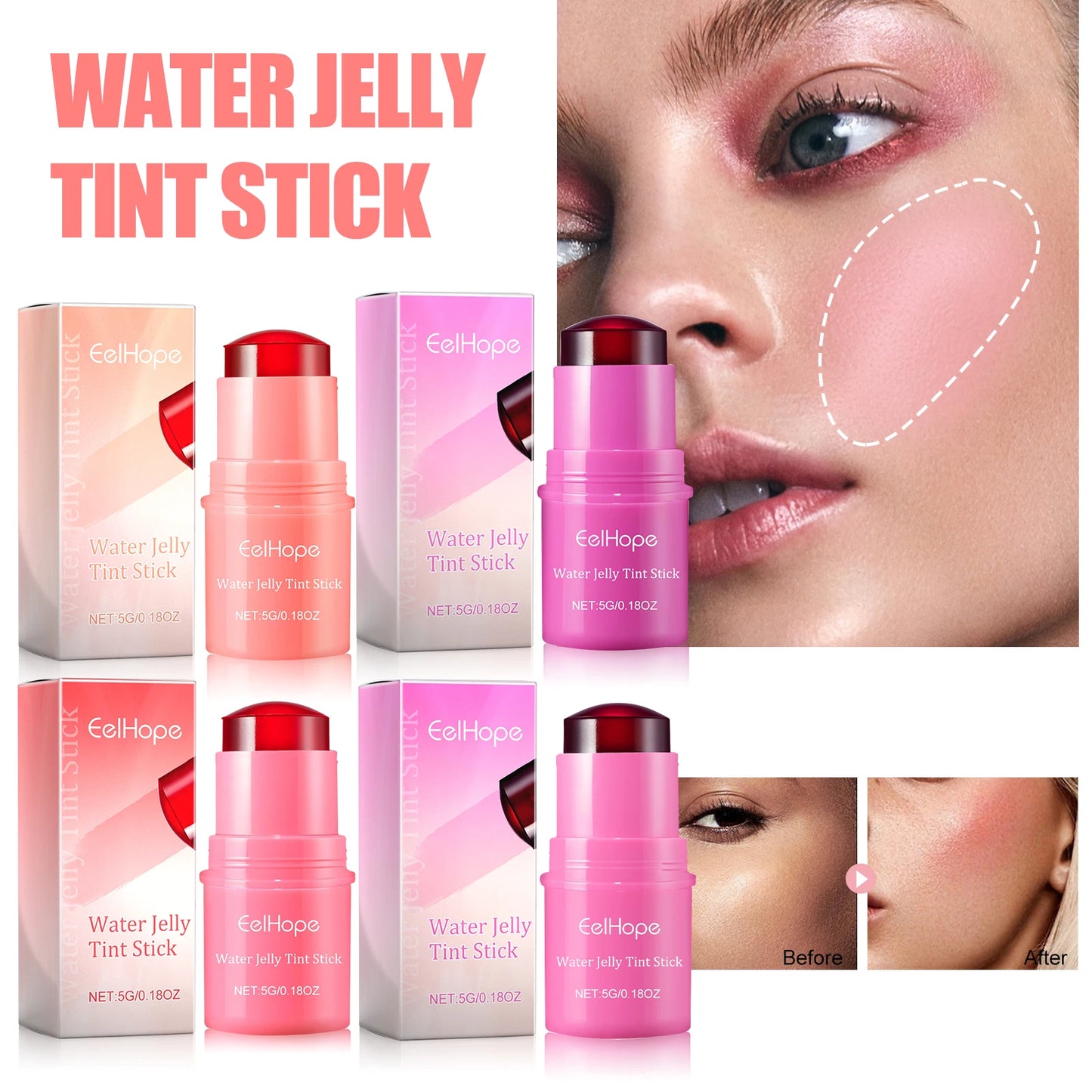 Milk Jelly Powder Blusher Moisturized Blusher Stick Long Lasting Brighten Matte Facial Contour Rouge Makeup Lip Tint