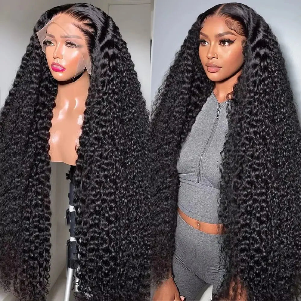 200% Density 8 42 Inch Natural Deep Wave Frontal Wig 13x4 13x6 HD Lace Front Human Hair Wigs Brazilian 5x5 Wear Go Glueless Wig