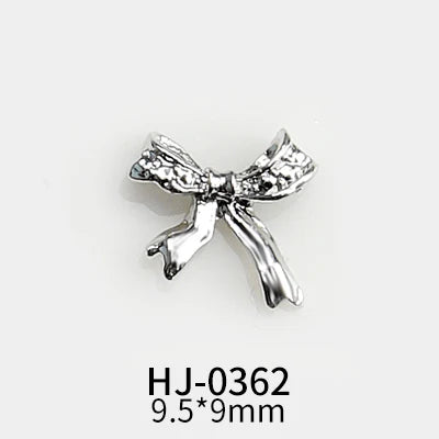 10 pcs Silver Alloy Ribbon Butterfly Nail Art Charm 3D  Metal  Bowtie Nails Art Decoration Jewelry Manicure Accessories Supplies