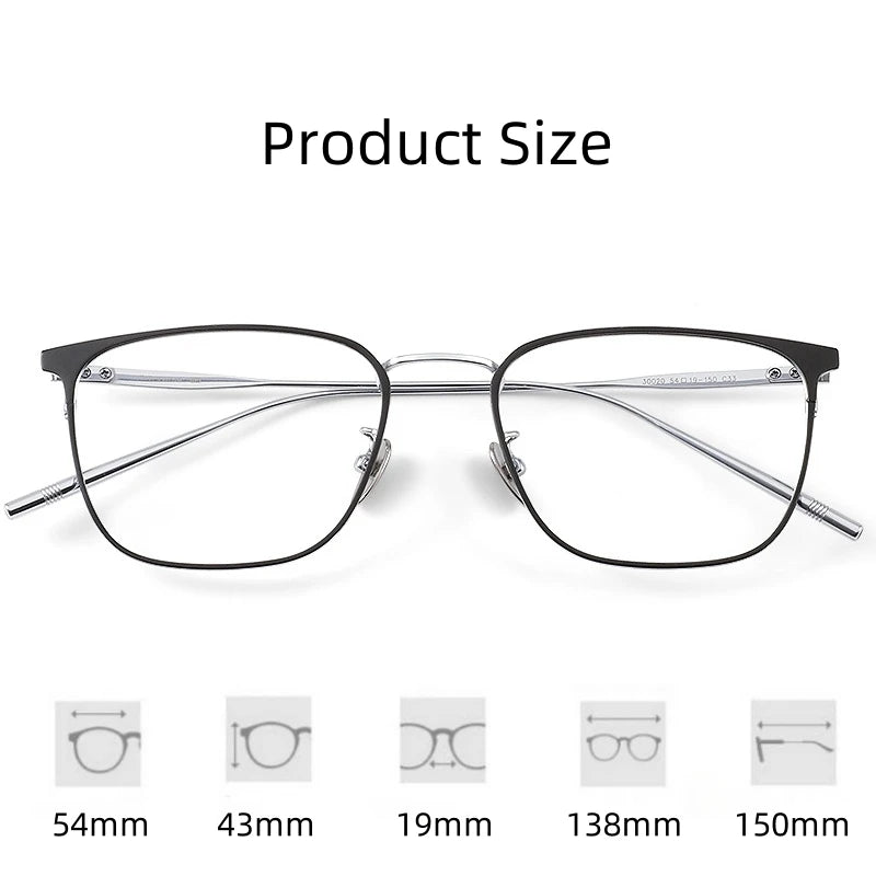 FIRADA Fashion Comfortable Square Eyeglasses Vintage Pure Titanium Eyewear Optical Prescription Glasses Frame For Men 30020-C