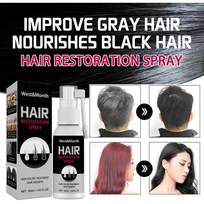 Anti White Hair Spray Treatment Serum Hair Growth Spray Restoration Black Hair Anti Hair Loss Repair Hair Loss Product 30ML