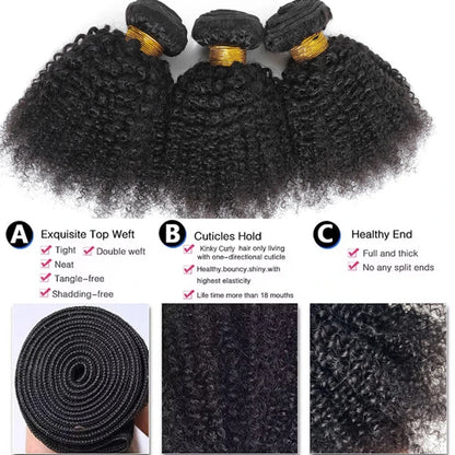Short Afro Kinky Curly Hair 3 Bundles Deal Raw Indian Hair 100% Virgin Tissage Human Hair Weave Extension Natural Color 100G/PCS
