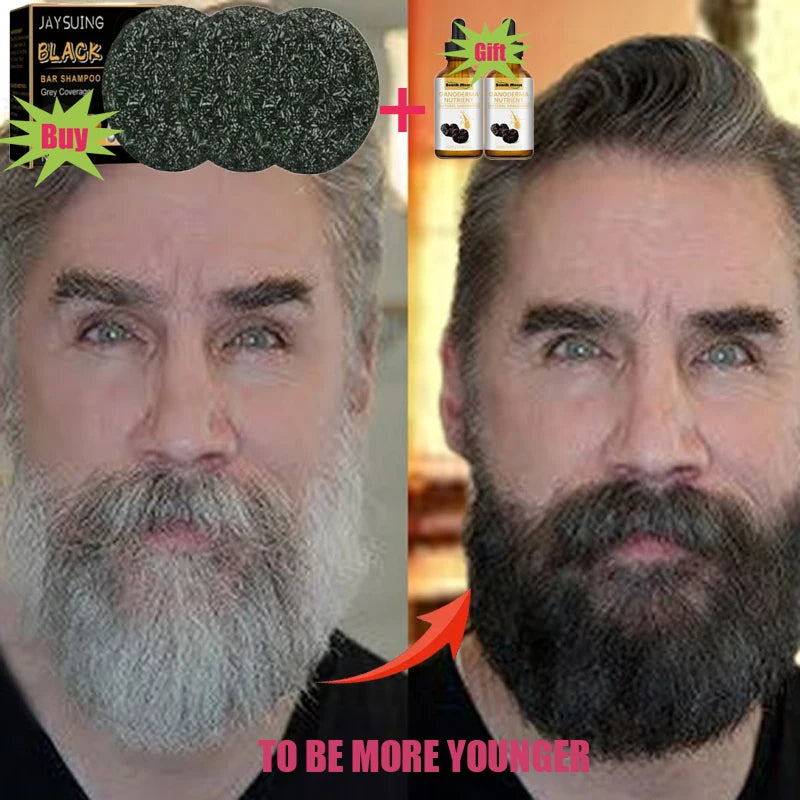 Magic White Hair to Black Shampoo Dye Soap Natural Color Soap Restore Gray Beard Cover Gray Hair Dye Hair Fixing Shampoo Bar