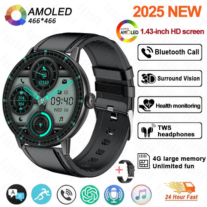 New 3D Surround Vision Smart Watch Built-in App 4GB large Memory Built-in photo album TWS Headphone IP68 Waterproof Smart Watch
