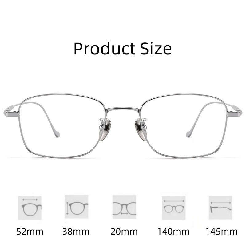 FIRADA Fashion Comfort Square Glasses Retro Pure Titanium Eyewear Optical prescription Eyeglasses frames For men women 923204-C