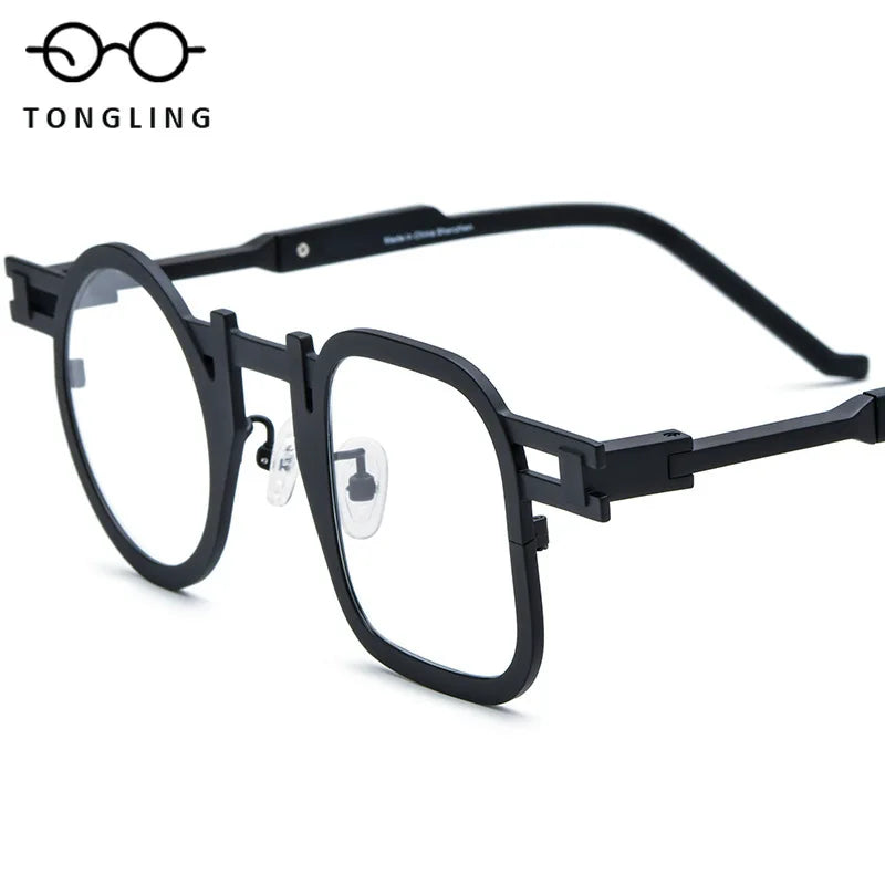 Color Ultralight Pure Titanium High-Quality Fashionable Men Square Irregular Polygon Women Personality Lightweight Glasses Frame