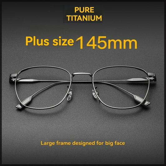New ultra-light pure titanium thickened wide-edged large-frame glasses for men's fashionable and versatile big face design