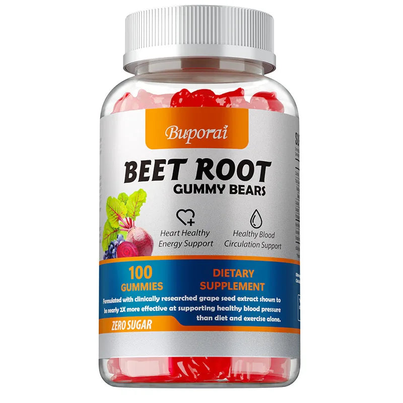 Beet Root Gummies - Supports Heart Health, Improves Circulation, Maintains Energy Levels, Vegetarian, Gluten-free