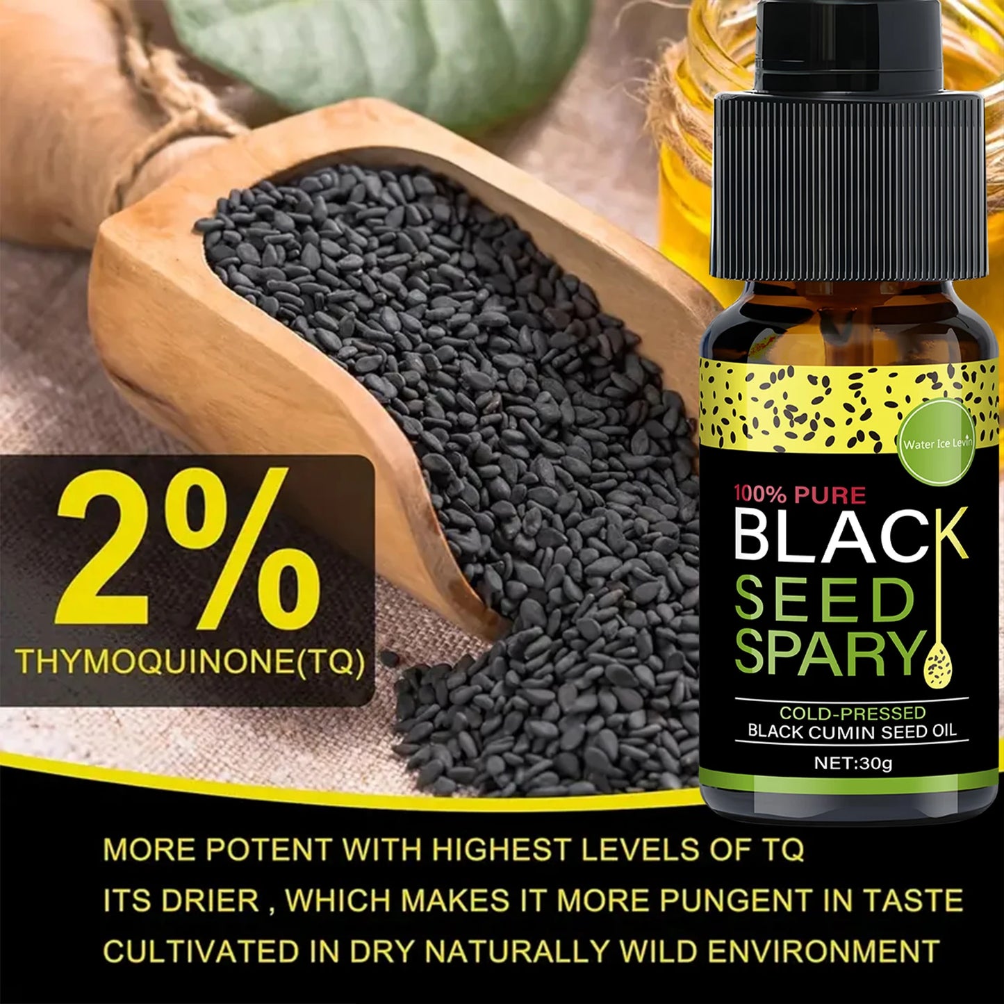 100% Pure Black Seed Oil Spray - Cold-Pressed Hair Treatment, Deep Nourishment, Frizz Control, Winter Shine Care