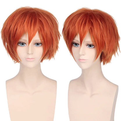 New Concubine Synthetic Bob Men's Short Straight Hair Cover Fake Cosplay Wig Ombre Green Black Blue Blonde Hairpiece