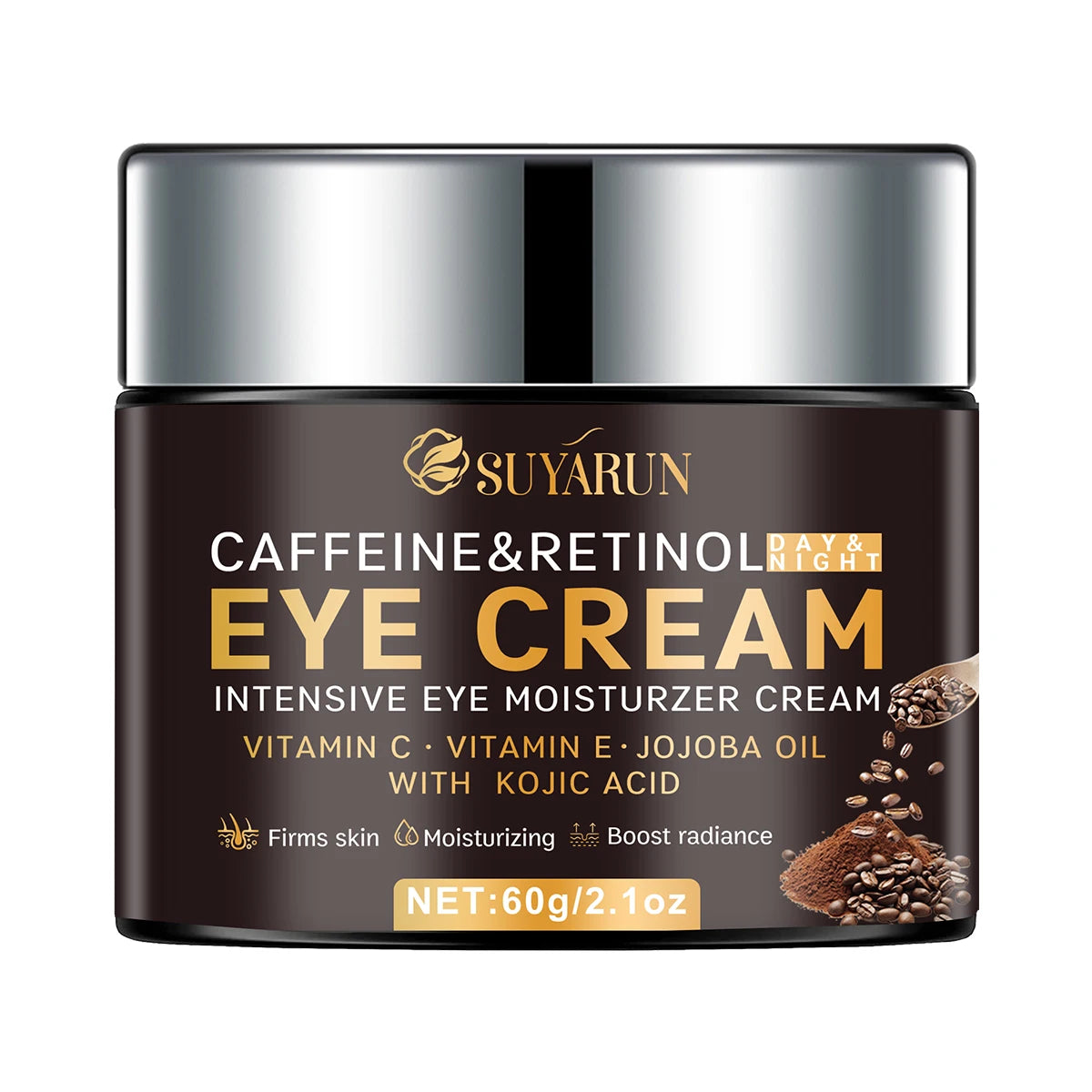 SUYARUN Anti-Aging Eye Cream Vitamin C&E + Caffeine Retinol - Dark Circles Wrinkles Treatment, Firming & Brightening.