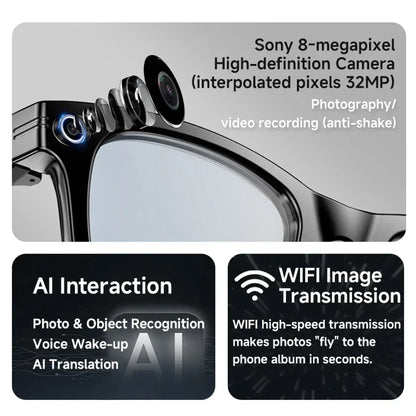 KPEP 4K AI Smart Glasses with Camera Bluetooth Headphones Music Player Voice Assistant AI Translation for Men Women