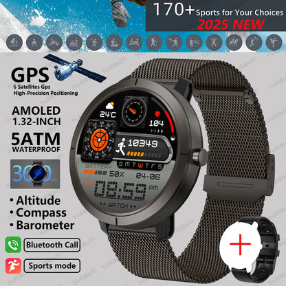Smart Watch for Women GPS 6-Satellites 1.32” HD AMOLED Display Built-in GPS Bluetooth Call Sports 5ATM Waterproof Smartwatch Man