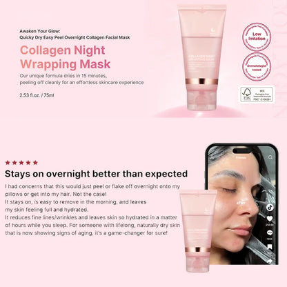 Korean Collagen Wrapping Peel Off Facial Mask Elasticity Hydration Reduces Sagging Dullness Hydrolyzed Collagen Skin Care