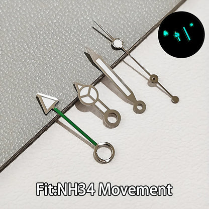 For NH34 GMT Hands Watch Hand Parts Blue&green BGW9 Luminous Suitable For NH35 Automatic Movement Watches Pointer Accessories