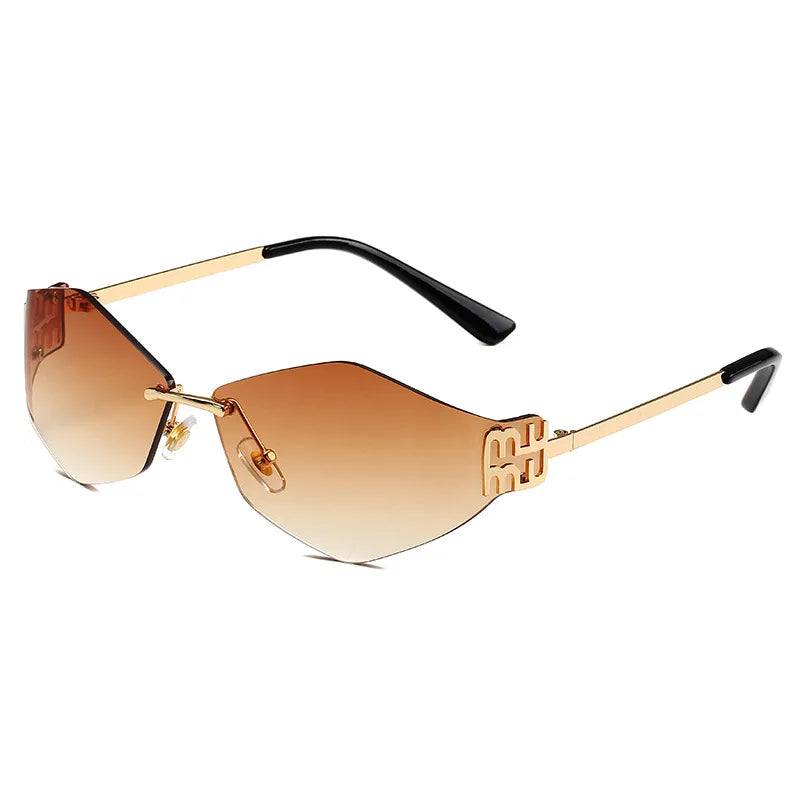 Mu Mu Rhombus Fashion Luxury Women Sunglasses Rimless Female Brand Glasses Stylish Trend 2025 Hot Shades UV400