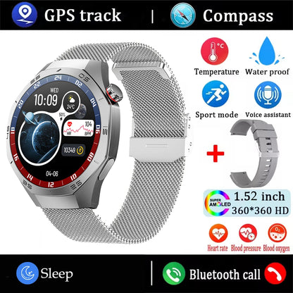 2025New For Android and ios Smart Watch Men AMOLED Screen GPS Motion trajectory Heart Rate Bluetooth Calls SmartWatch Waterproof