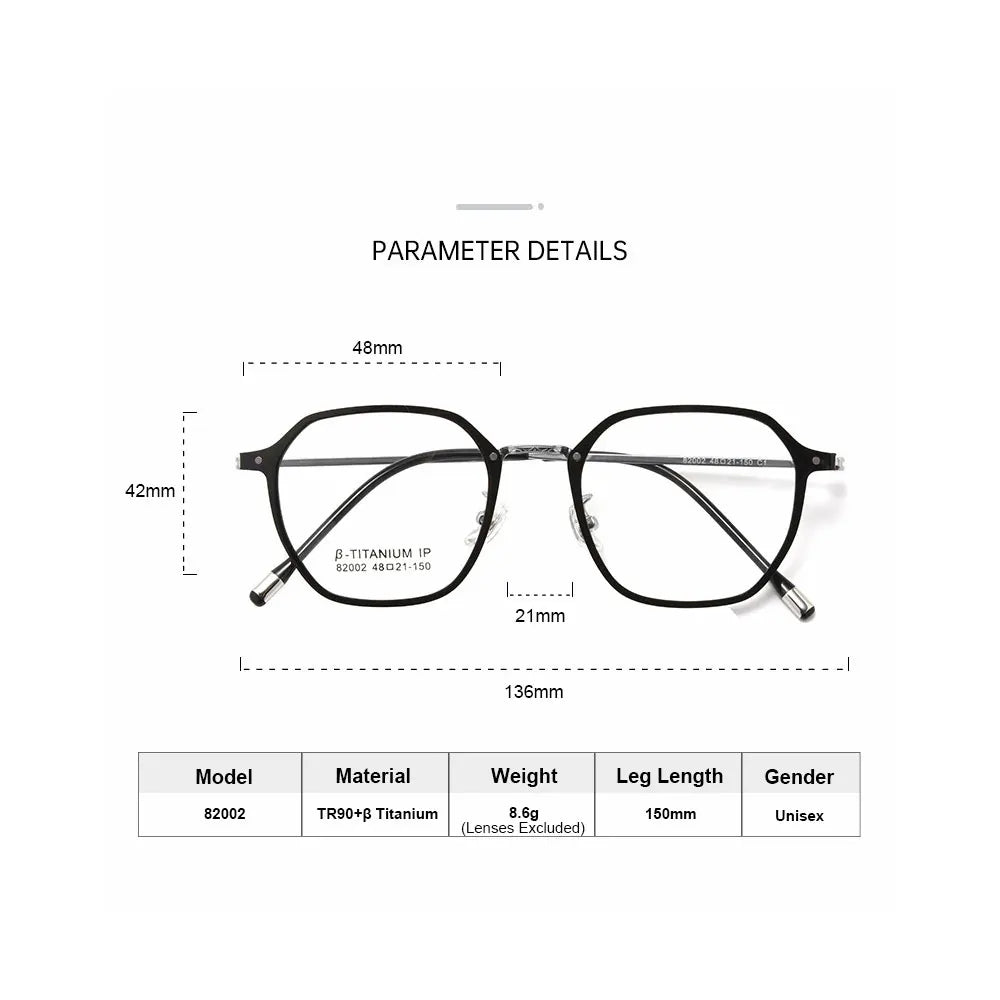 Ultralight TR90 β Titanium Optical Glasses Frame Flexible Anti-Slip Legs Plastic Eyewear for All-Day Comfort & Professional