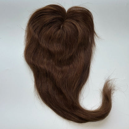 Hair Topper With Bangs Women 100% Human Hair Wigs Clip In Hairpieces Blonde Natural Straight Hair Topper Silk Base 35cm