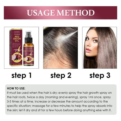Red Onion Hair Growth Essential Oil Hair Care Spray Prevent Hair Loss Nourish Hair Roots Improve Hair Texture Hair Care Products