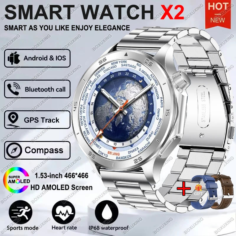For OPPO Watch X2 High-End Business Watch Men 32Gb Memory Video Playback Smart Watch Sports Fitness Waterproof Bracelet 2025 New