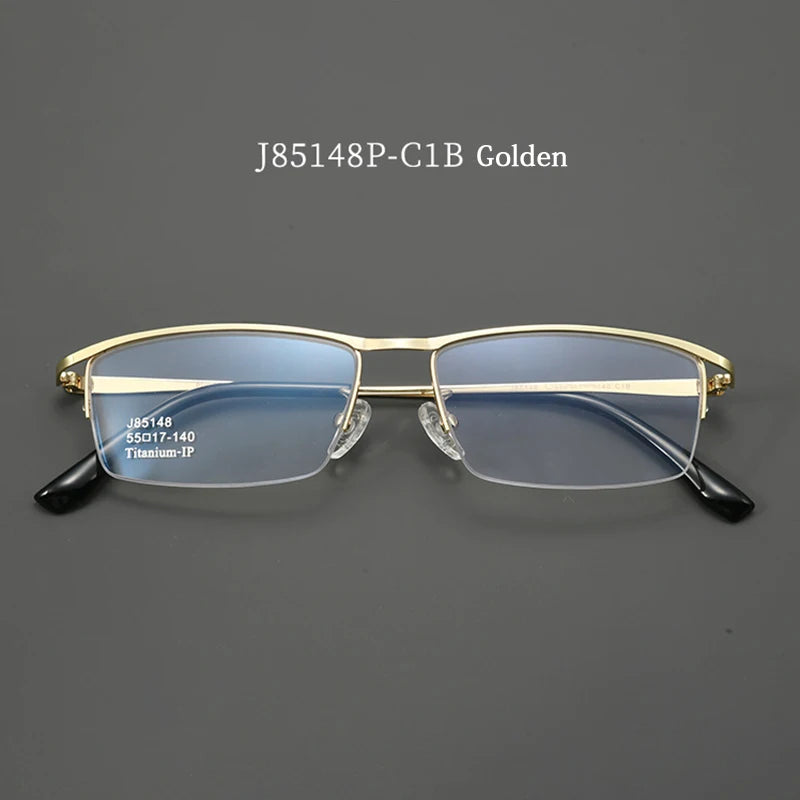 Simple Versatile Glasses Frame Men Ultralight Pure Titanium Square Half Frame Transparent Lens High Quality Optical Eyeglasses