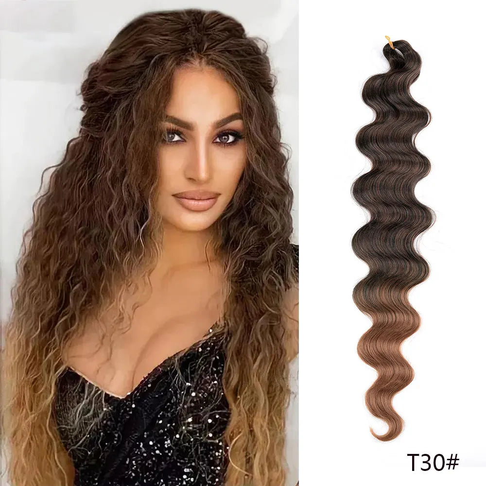 Long Deep Wave Braiding Hair 28 Inch Ocean Wave Crochet Hair Synthetic Deep Curly Crochet Hair Extensions For Black Women