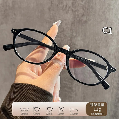 JAEVAR Retro Oval Glasses Frame Ultra Light Oval Women's Glasses Frame TR90 Anti Blue Light Optical Prescription Frame 8171