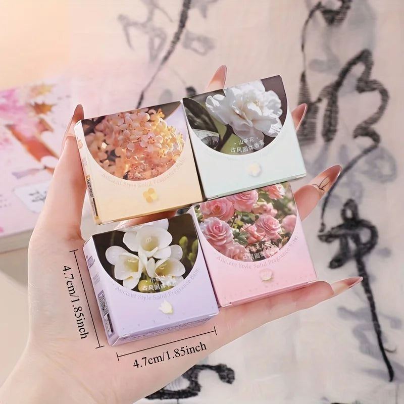 4-Pack Chinese Solid Perfume Set,Long-Lasting Light Fragrance for Men & Women,Fragrance Balm Ideal for Gifting&Travel Friendly