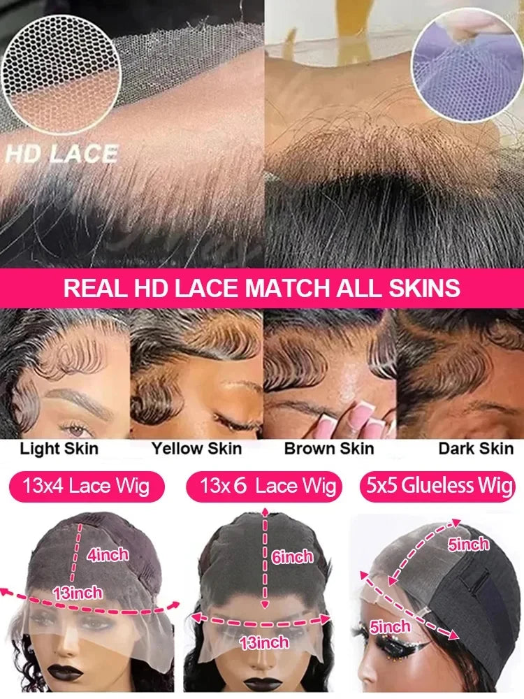 230 Density 30 40 Inch Bone Straight 13x6 HD Lace Frontal Wigs Preplucked 13x4  Lace Front Human Hair Wig Glueless 5x5 Closure